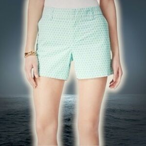 NWT Tommy Hilfiger Mint & White Geometric Honeycomb Print 5” Chino Shorts Size 6